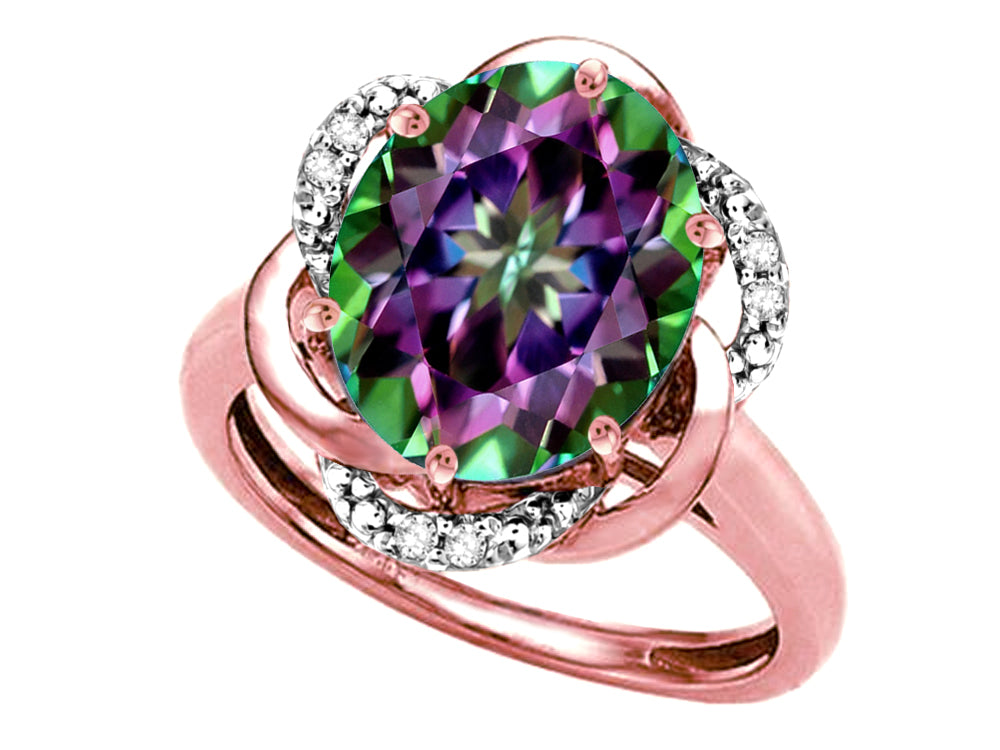 Star K ™ Large Oval 12x10mm Rainbow Mystic Topaz Knot Big Stone Ring