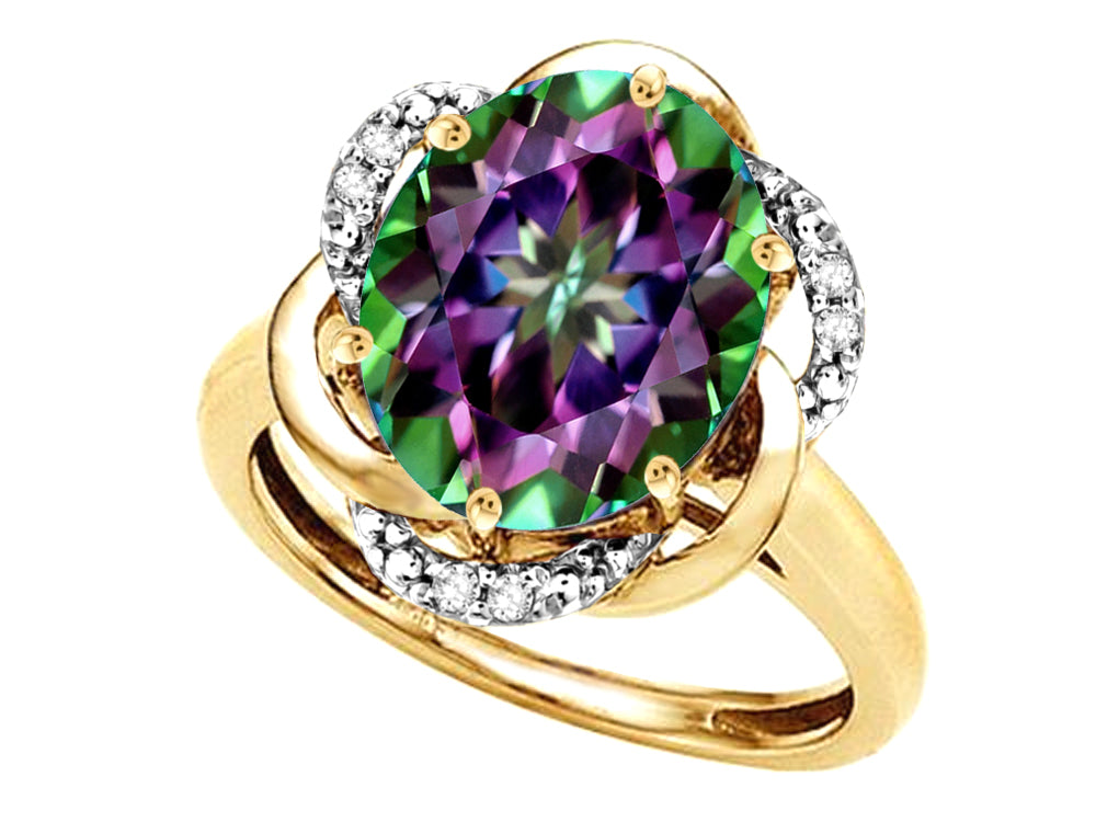 Star K ™ Large Oval 12x10mm Rainbow Mystic Topaz Knot Big Stone Ring
