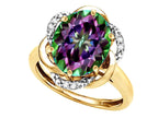 Star K ™ Large Oval 12x10mm Rainbow Mystic Topaz Knot Big Stone Ring