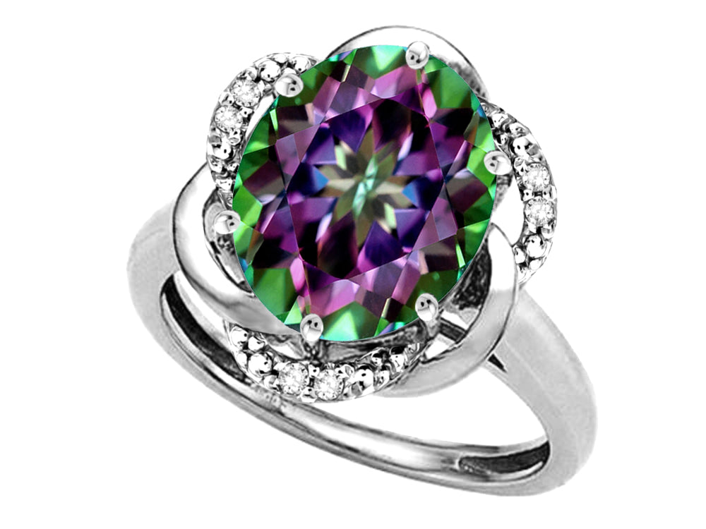 Star K ™ Large Oval 12x10mm Rainbow Mystic Topaz Knot Big Stone Ring