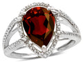 Star K  Pear Shape 11x8mm Genuine Garnet Halo Split Shank Big Stone Ring