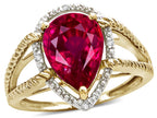 Star K ™ Pear Shape 11x8mm Created Ruby Halo Split Shank Big Stone Ring