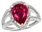 Star K ™ Pear Shape 11x8mm Created Ruby Halo Split Shank Big Stone Ring