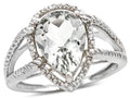 Star K  Pear Shape 11x8mm Genuine White Topaz Halo Split Shank Big Stone Ring