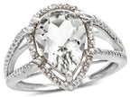 Star K  Pear Shape 11x8mm Genuine White Topaz Halo Split Shank Big Stone Ring