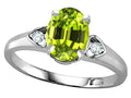 Star K  Oval 8x6 Genuine Peridot Love Promise Ring