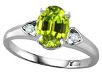 Star K  Oval 8x6 Genuine Peridot Love Promise Ring
