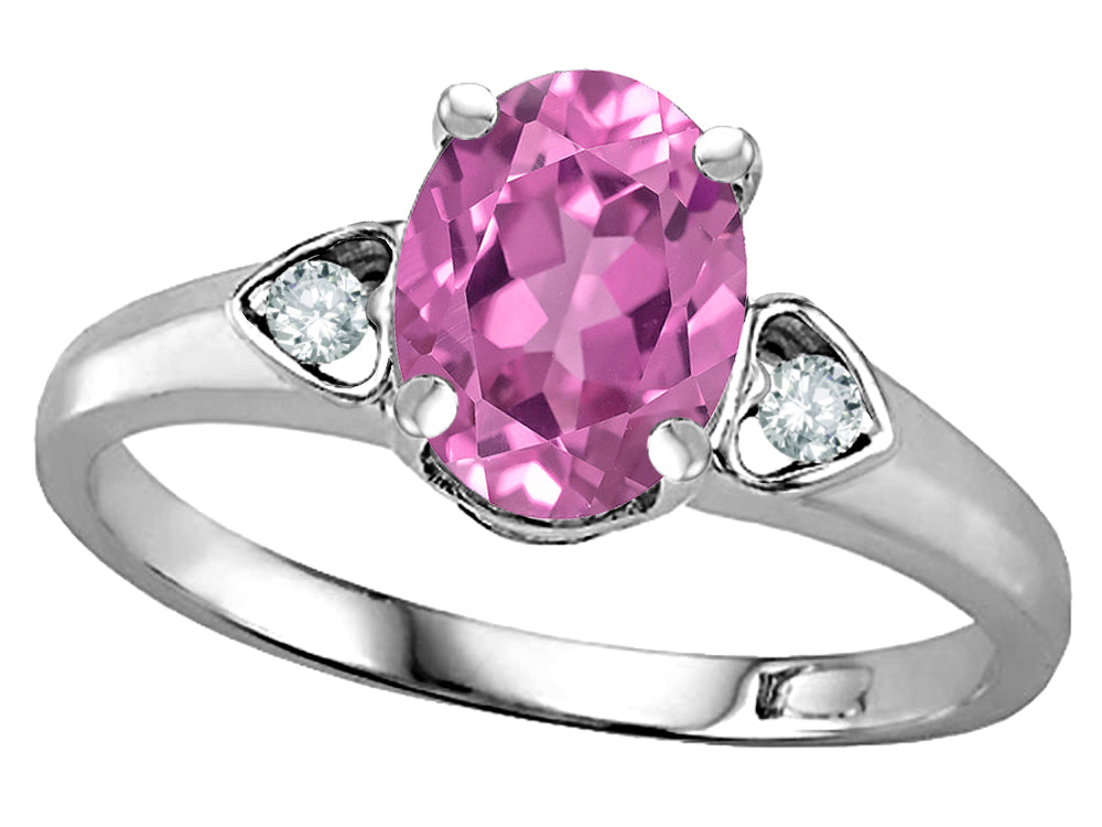 Star K ™ Oval 8x6 Created Pink Sapphire Love Promise Ring