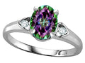 Star K  Oval 8x6 Rainbow Mystic Topaz Love Promise Ring
