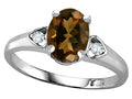 Star K  Oval 8x6 Genuine Smoky Quartz Love Promise Ring