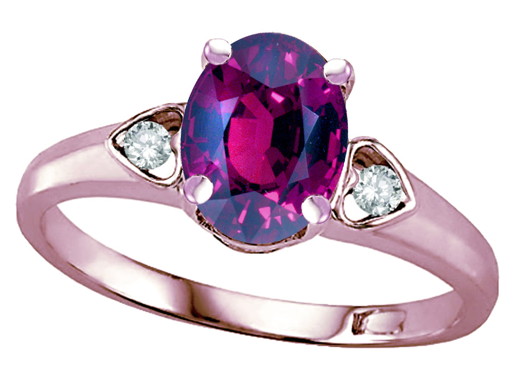 Star K ™ Oval 8x6 Genuine Rhodolite Love Promise Ring