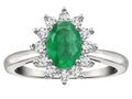 Star K  Classic Lady Diana Halo Oval 7x5 Genuine Emerald Ring