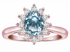 Star K ™ Classic Lady Diana Halo Oval 7x5 Genuine Sky Blue Topaz Ring