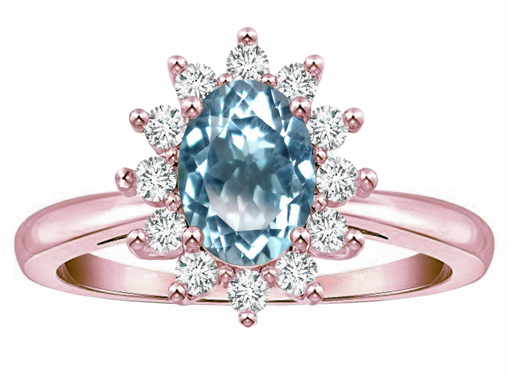 Star K ™ Classic Lady Diana Halo Oval 7x5 Genuine Sky Blue Topaz Ring