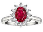 Star K  Classic Lady Diana Halo Oval 7x5 Created Ruby Ring