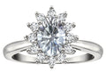 Star K  Classic Lady Diana Halo Oval 7x5 Genuine White Sapphire Ring
