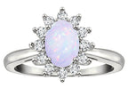 Star K  Classic Oval 7x5 Lady Diana Halo Genuine Opal Ring