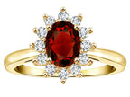 Star K ™ Classic Oval 7x5 Lady Diana Halo Genuine Garnet Ring