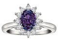 Star K  Classic Oval 7x5 Lady Diana Halo Simulated Alexandrite Ring