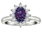 Star K  Classic Oval 7x5 Lady Diana Halo Simulated Alexandrite Ring