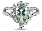 Star K  Pear Shape 8x6 Green Amethyst Halo Split Shank Ring