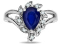 Star K  Pear Shape 8x6 Genuine Sapphire Halo Split Shank Ring