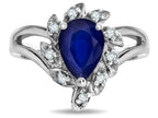 Star K  Pear Shape 8x6 Genuine Sapphire Halo Split Shank Ring