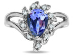 Star K  Pear Shape 8x6 Genuine Tanzanite Halo Split Shank Ring