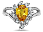 Star K  Pear Shape 8x6 Genuine Citrine Halo Split Shank Ring