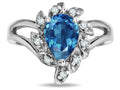 Star K  Pear Shape 8x6 Genuine Blue Topaz Halo Split Shank Ring