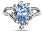 Star K  Pear Shape 8x6 Sky Blue Topaz Halo Split Shank Ring