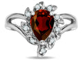 Star K  Pear Shape 8x6 Genuine Garnet Halo Split Shank Ring