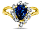 Star K ™ Pear Shape 8x6 Created Sapphire Halo Split Shank Ring