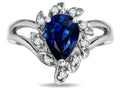 Star K ™ Pear Shape 8x6 Created Sapphire Halo Split Shank Ring