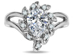Star K  Pear Shape 8x6 Genuine White Topaz Halo Split Shank Ring