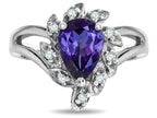 Star K  Genuine Iolite Pear Shape 8x6 Halo Split Shank Ring