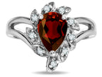 Star K  Genuine Garnet Pear Shape 8x6 Halo Split Shank Ring