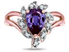 Star K ™ Simulated Alexandrite Pear Shape 8x6 Halo Split Shank Ring