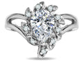 Star K  Genuine White Topaz Pear Shape 8x6 Halo Split Shank Ring