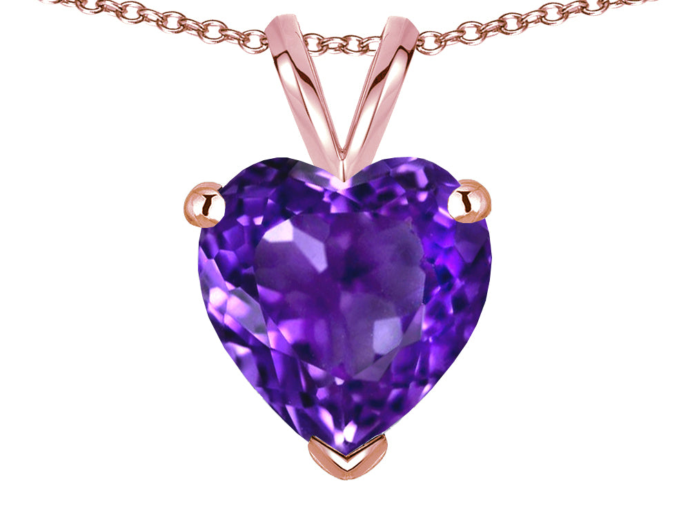Star K  8mm Heart Genuine Amethyst Pendant Necklace