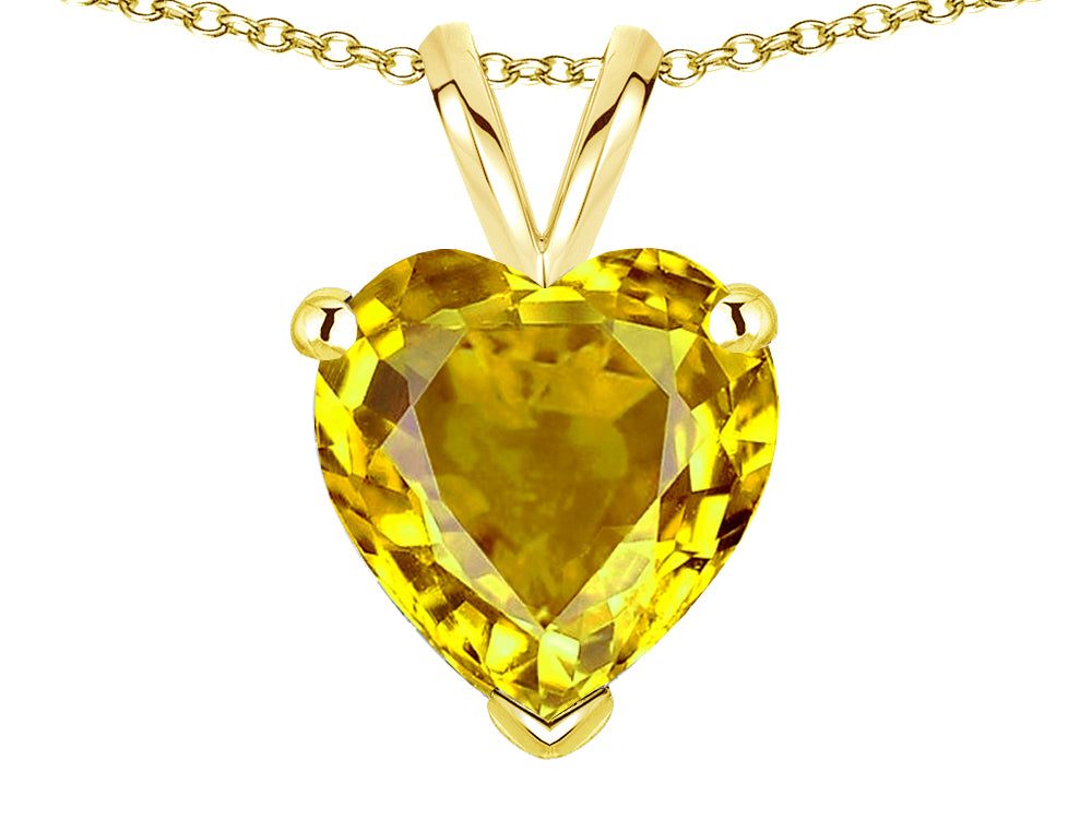 Star K  8mm Heart Genuine Citrine Pendant Necklace