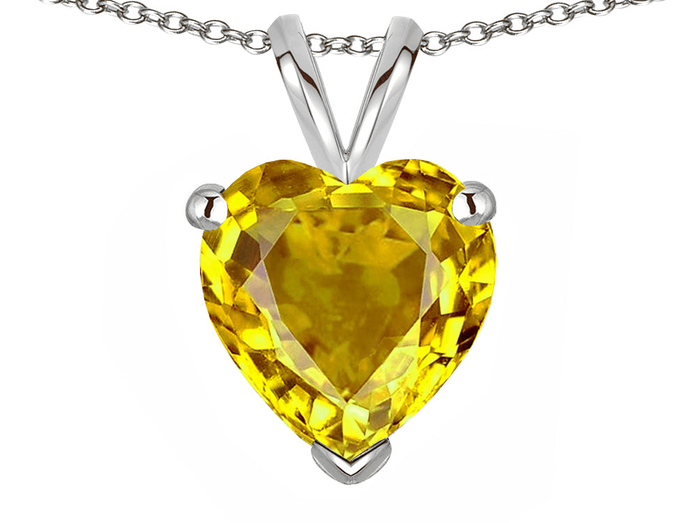 Star K  8mm Heart Genuine Citrine Pendant Necklace