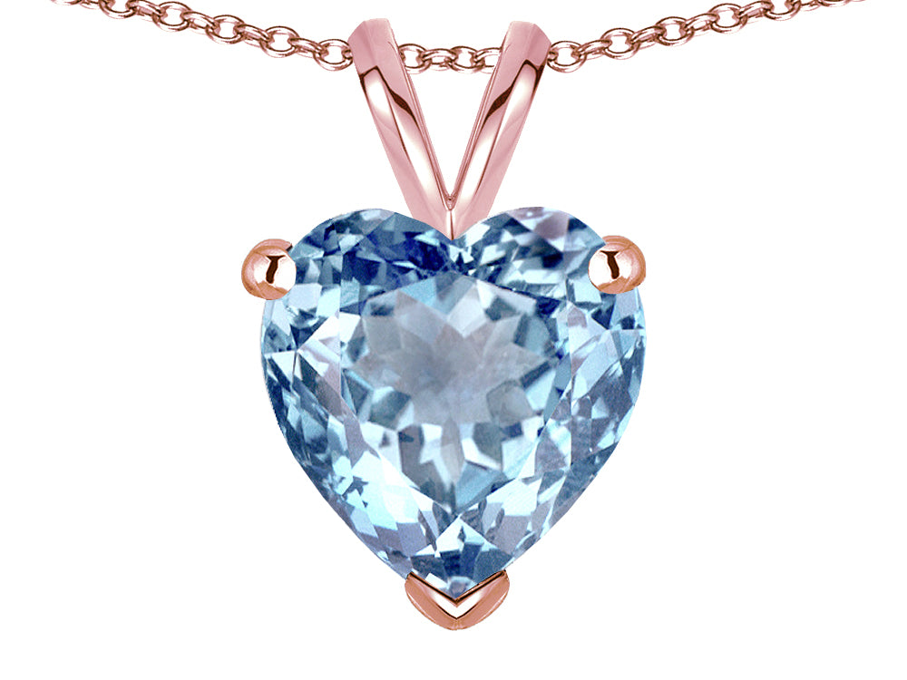 Star K  8mm Heart Genuine Sky Blue Topaz Pendant Necklace