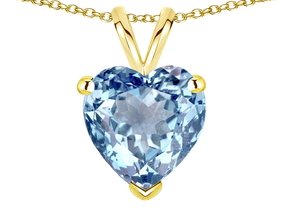 Star K  8mm Heart Genuine Sky Blue Topaz Pendant Necklace