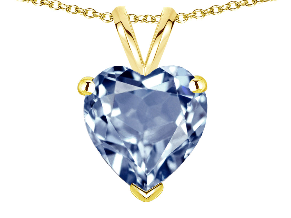 Star K  8mm Heart Simulated Aquamarine Pendant Necklace
