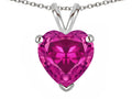 Star K  8mm Heart Simulated Pink Tourmaline Pendant Necklace