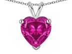 Star K  8mm Heart Simulated Pink Tourmaline Pendant Necklace