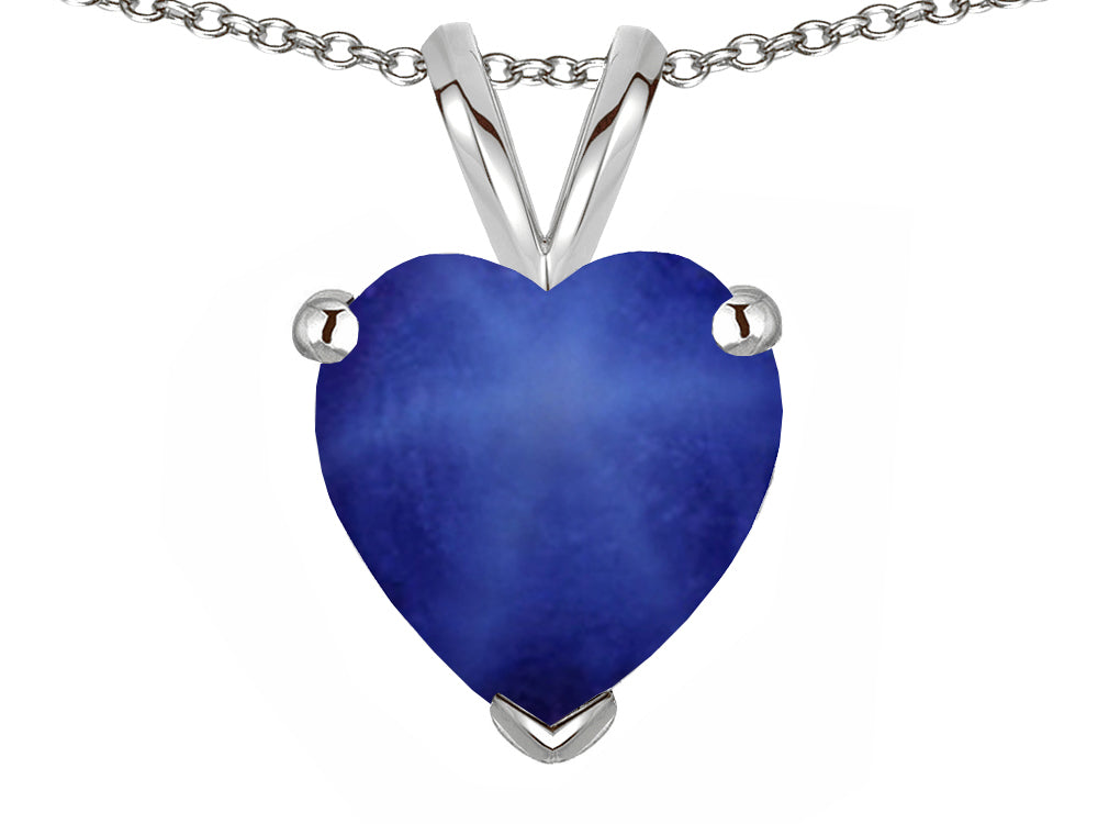 Star K  8mm Heart Created Star Sapphire Pendant Necklace