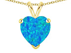 Star K  8mm Heart Blue Created Opal Pendant Necklace