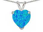 Star K  8mm Heart Blue Created Opal Pendant Necklace